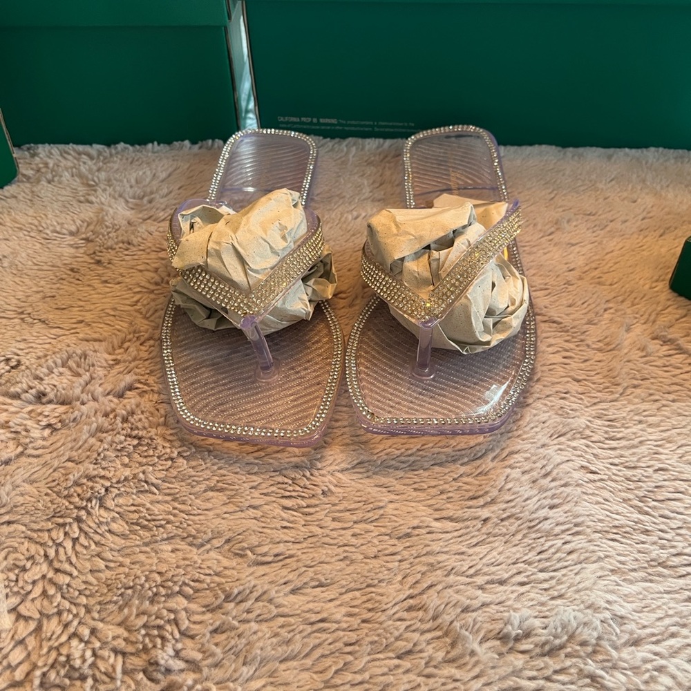Lauren Lorraine Clear Rhinestone Sandals